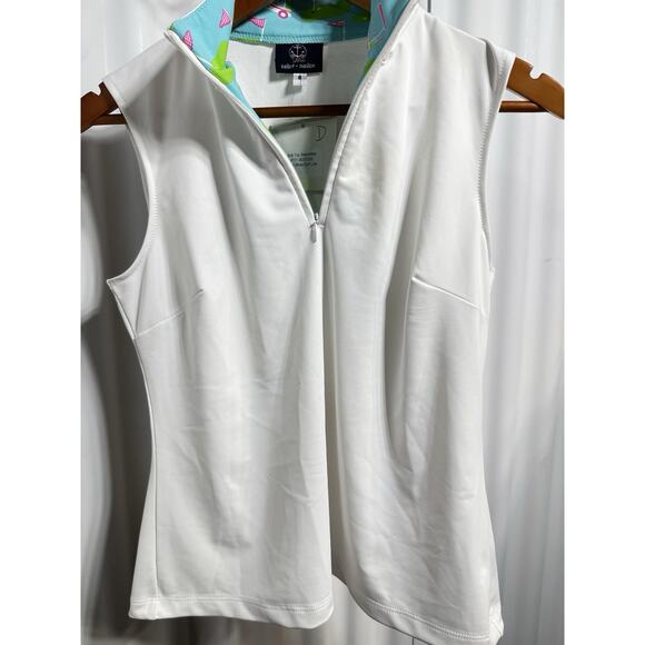Sailor-Sailor Britt Sleeveless Golf Top White SZ SM UPF 50+ Resortwear NWT - Picture 10 of 12